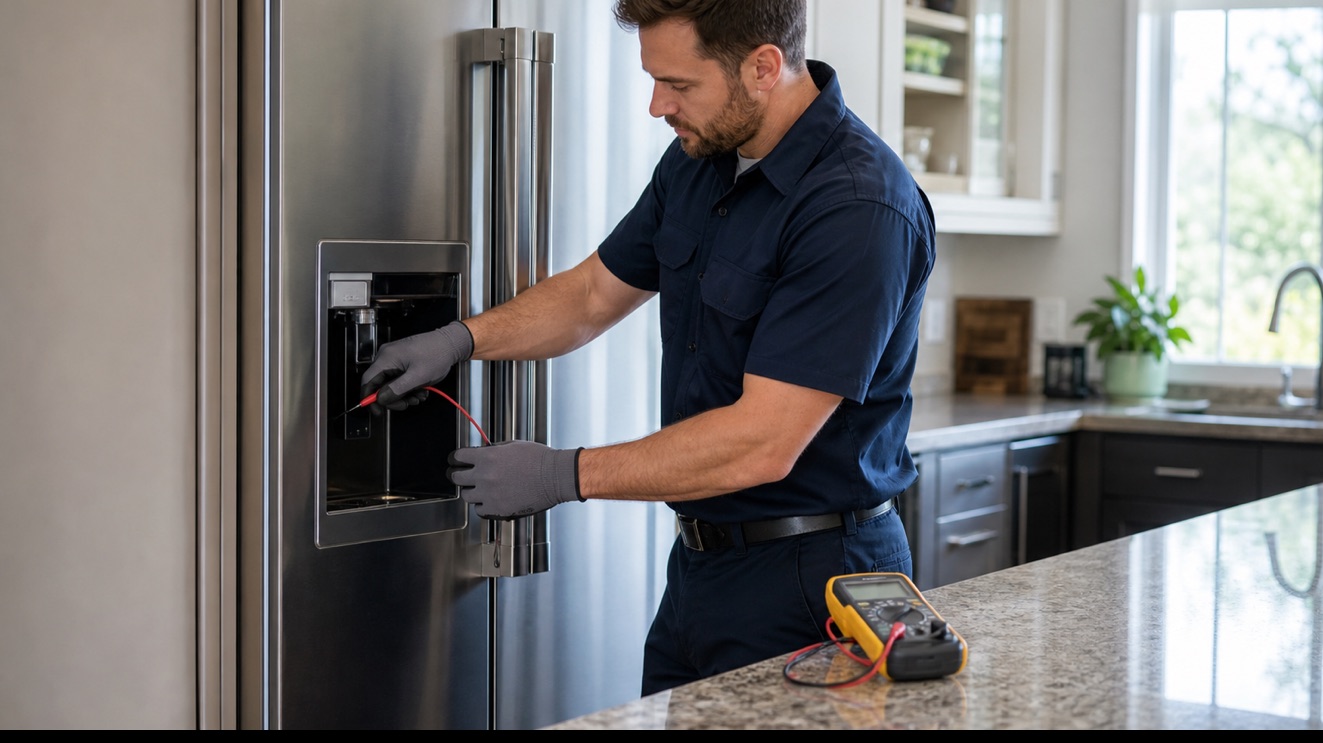 Technician diagnosing Sub-Zero Water Dispenser Not Working