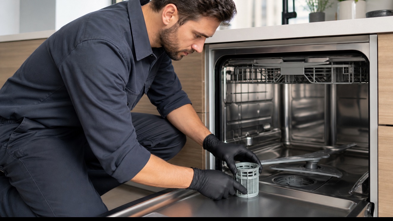 Technician diagnosing Thermador Dishwasher E24 Error