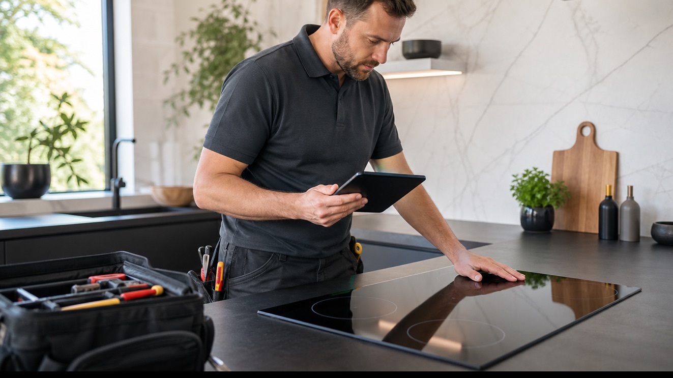 Technician diagnosing Thermador Induction Error Codes
