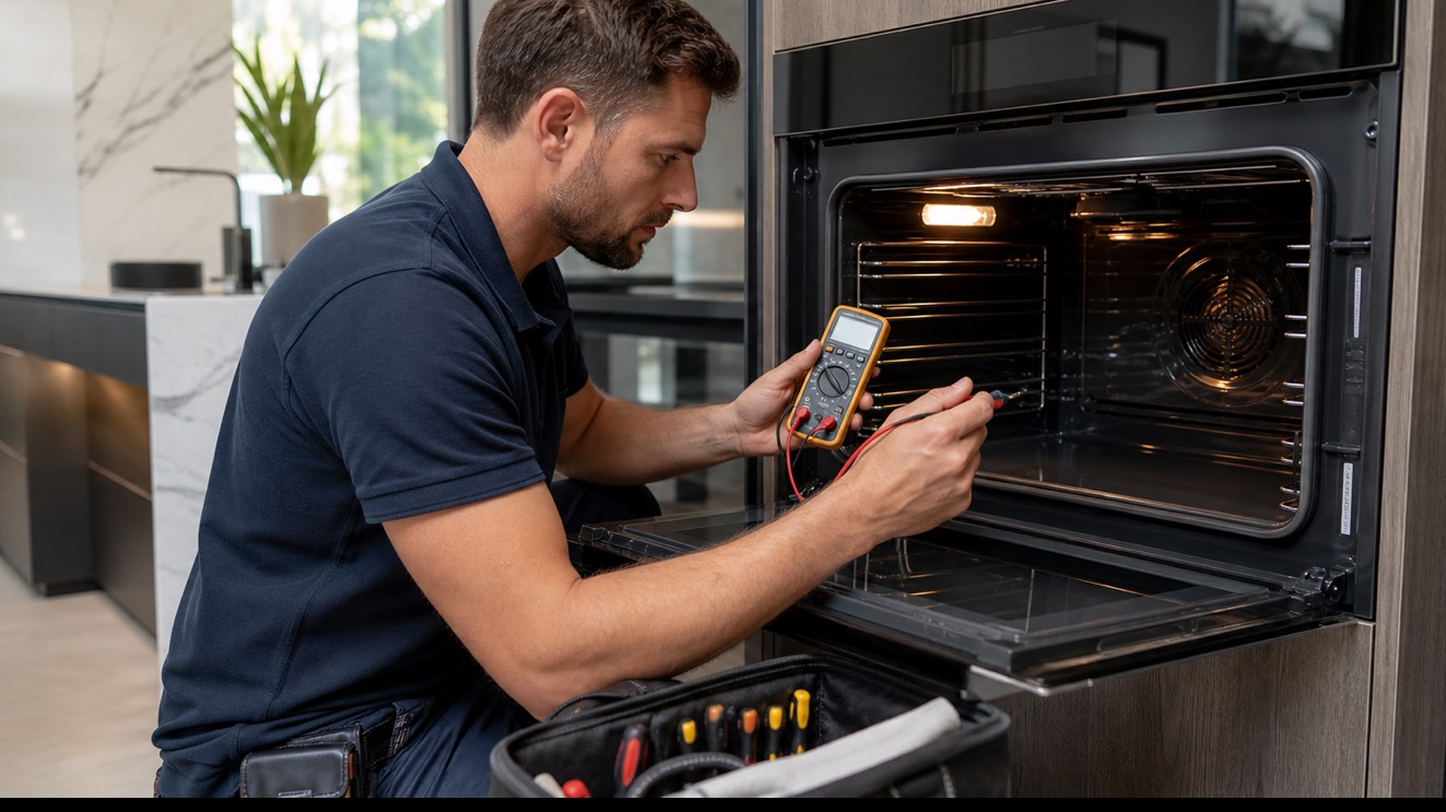 Technician diagnosing Thermador Oven Not Heating