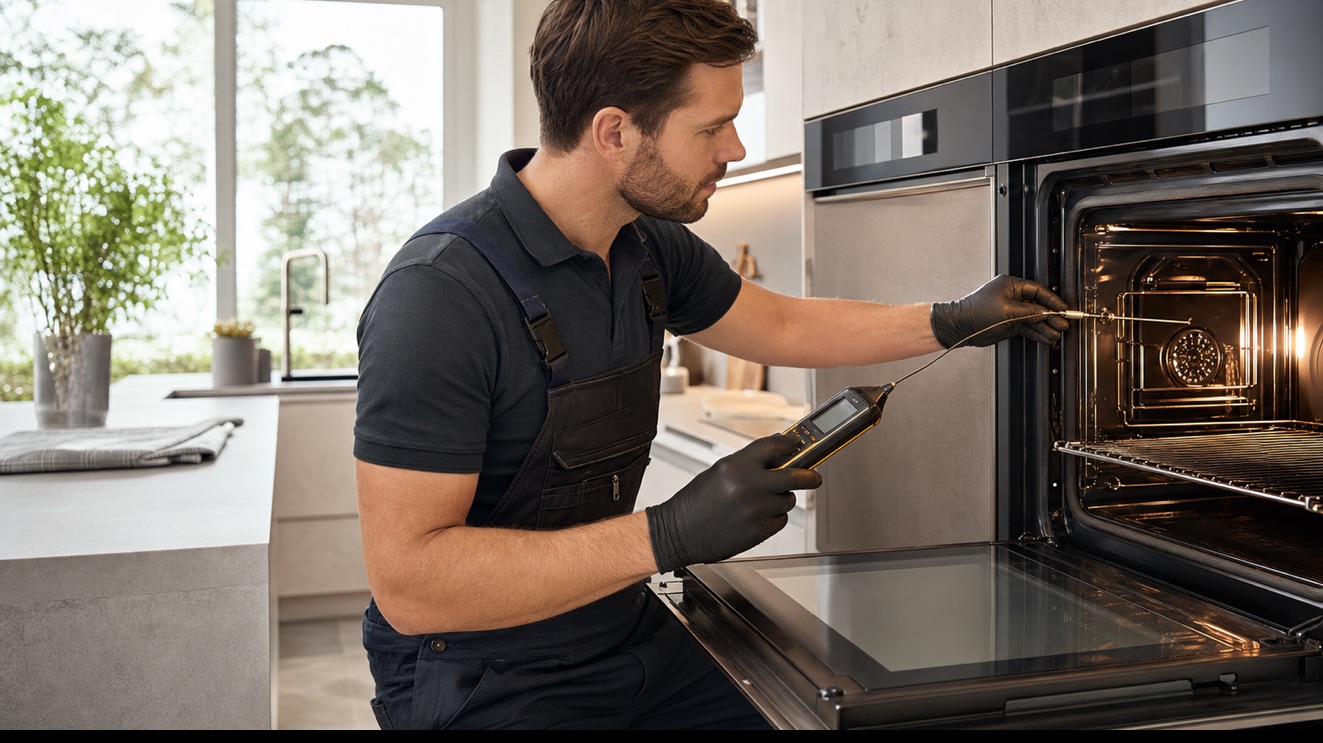 Technician diagnosing Thermador Oven Temperature Inaccurate