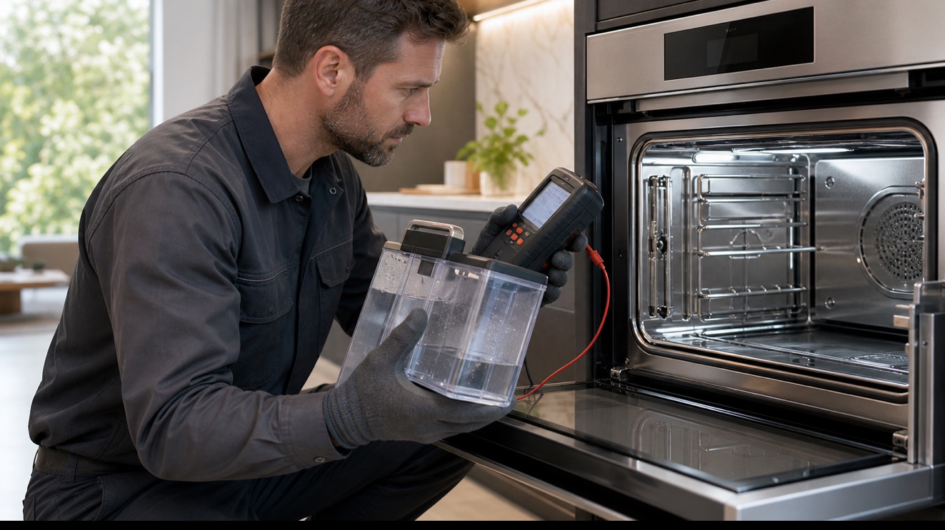Technician diagnosing Thermador Steam Oven Not Heating
