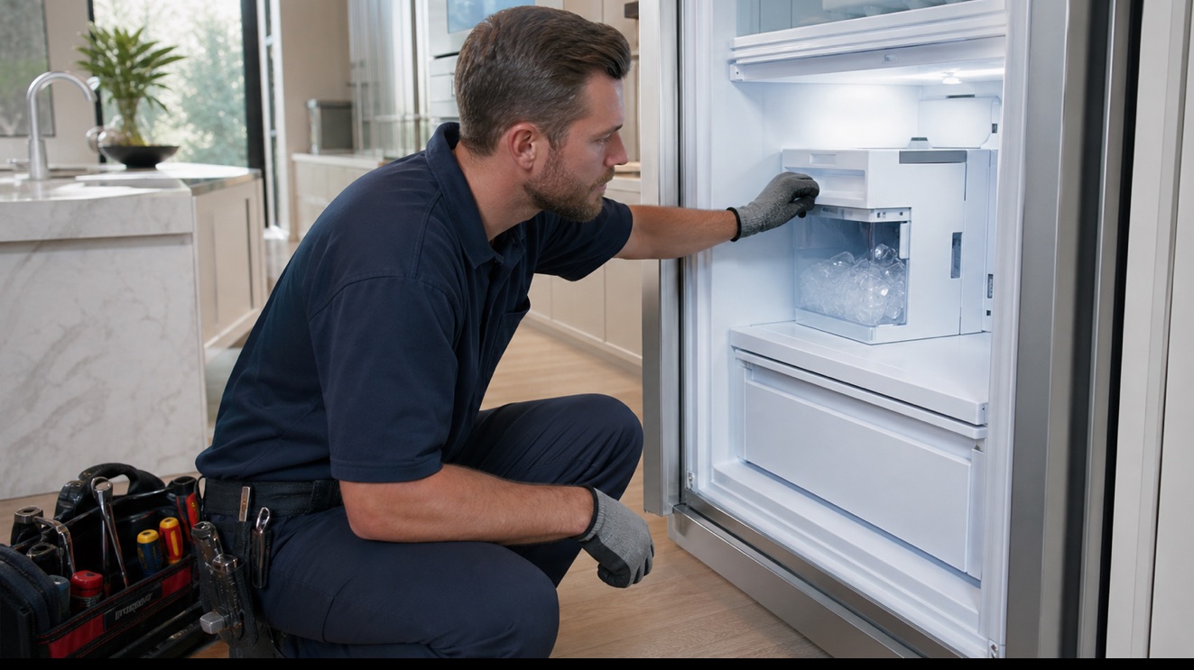 Technician diagnosing Viking Ice Maker Not Working