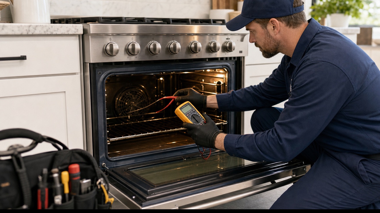 Technician diagnosing Viking Oven Not Heating