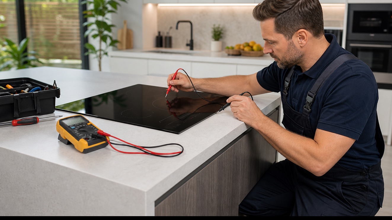 Technician diagnosing Wolf Induction Cooktop Not Working