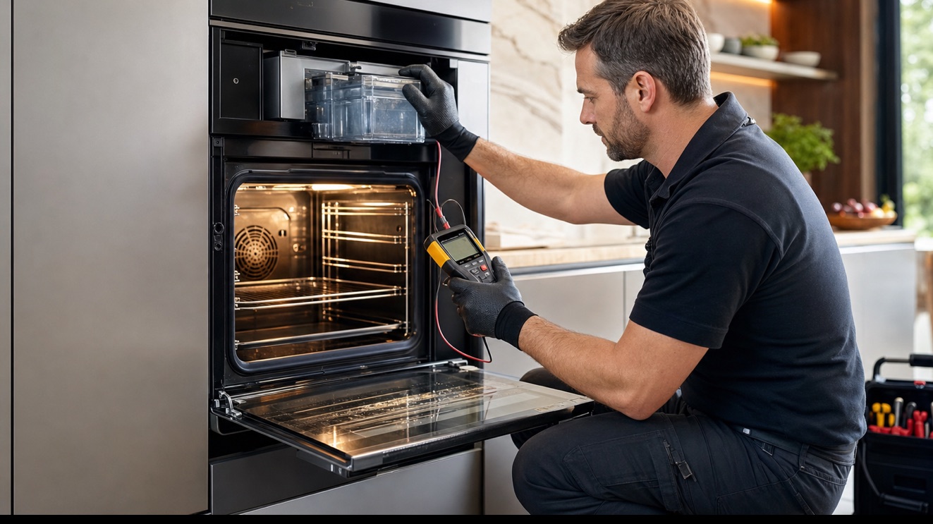 Technician diagnosing Wolf Steam Oven Not Heating