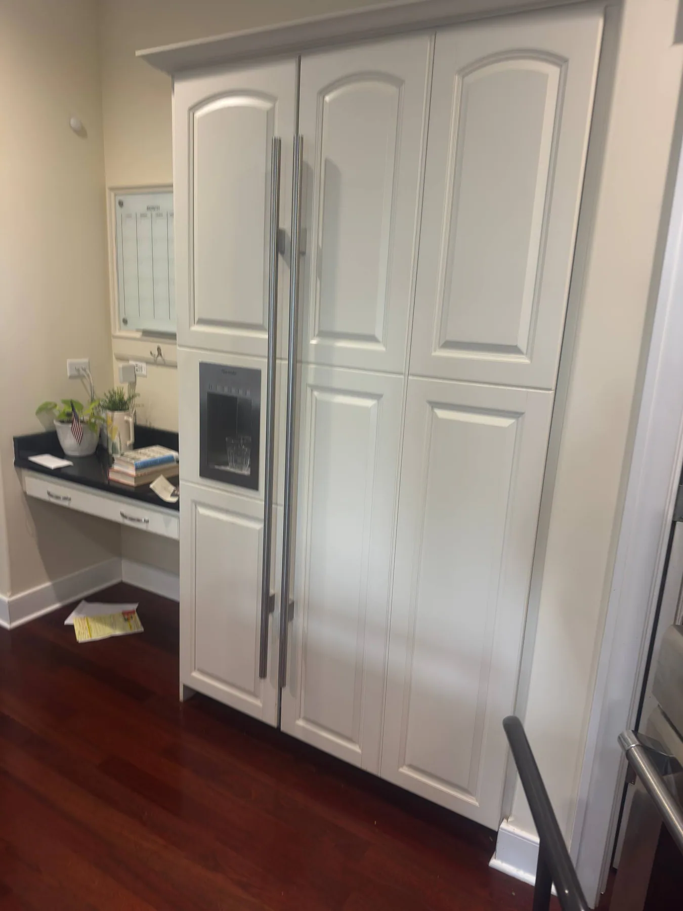 Custom-panel built-in refrigeration in cabinetry