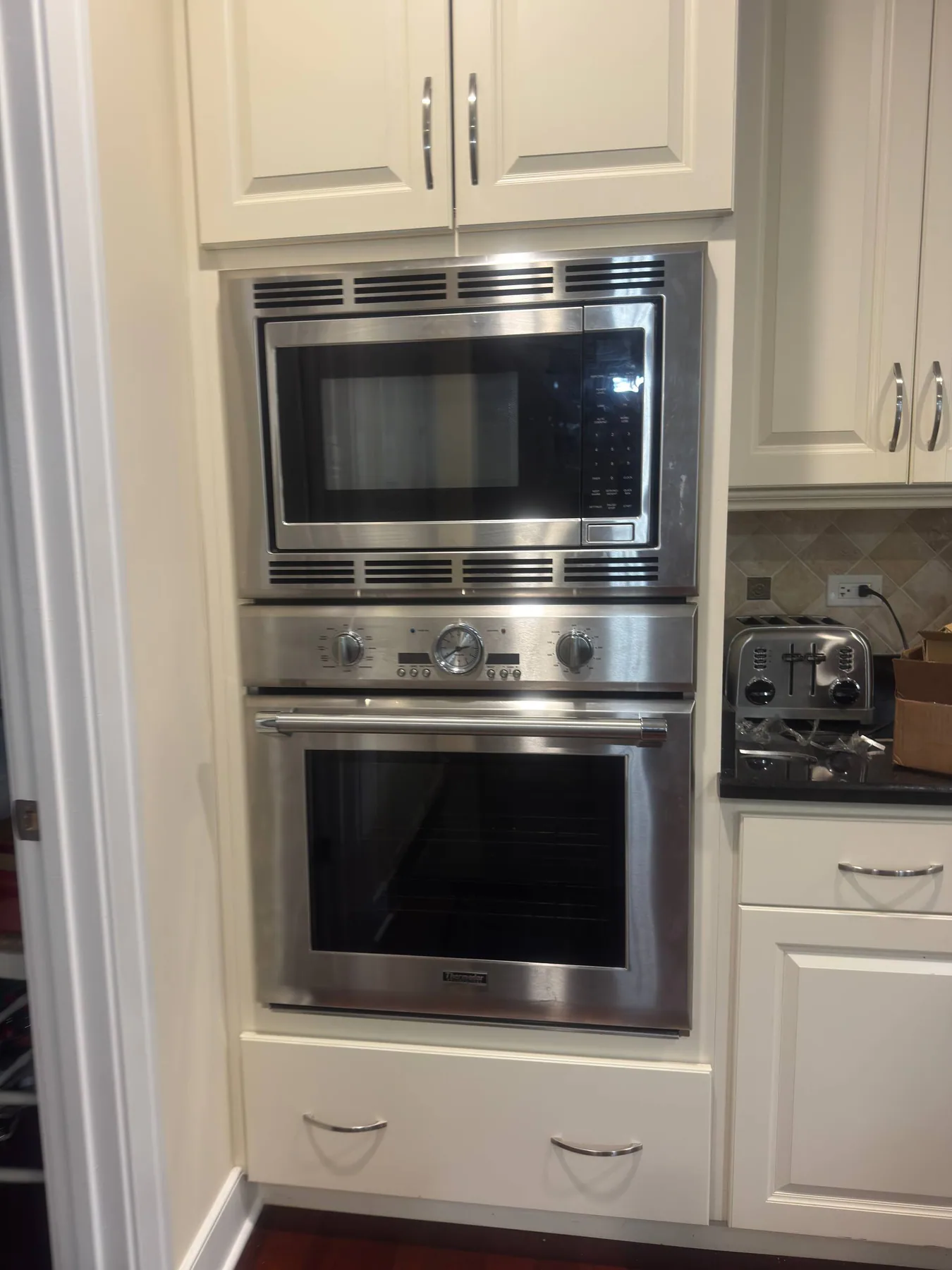 Built-in wall oven in residential cabinetry