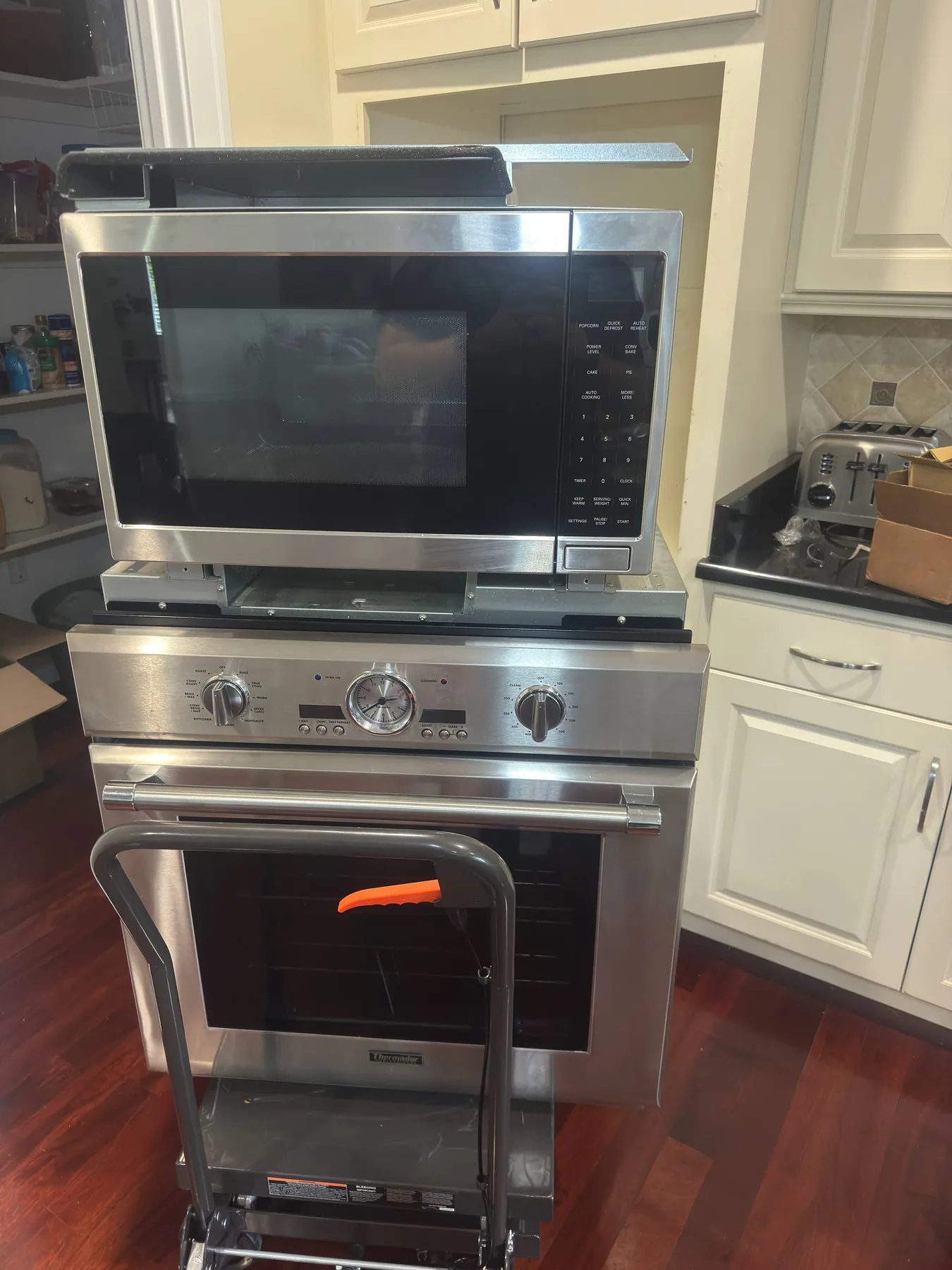 Thermador wall oven pulled from cabinetry